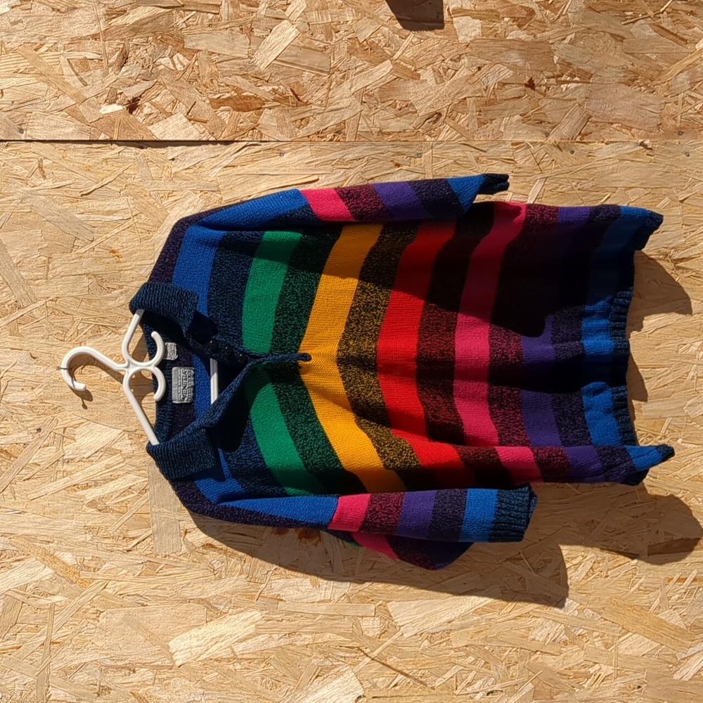 -VINTAGE- 70s multicolor striped collared sweater